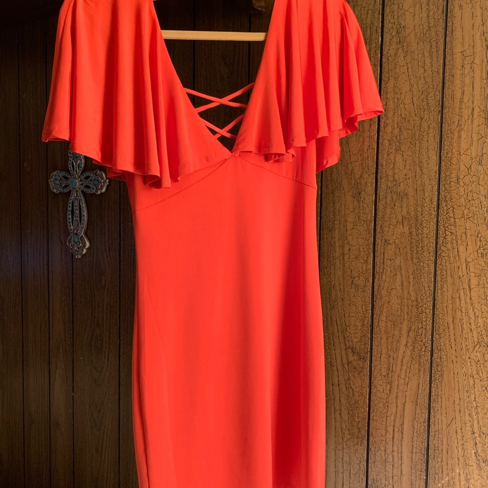 Forever 21 lace up red/coral mini dress NWT.